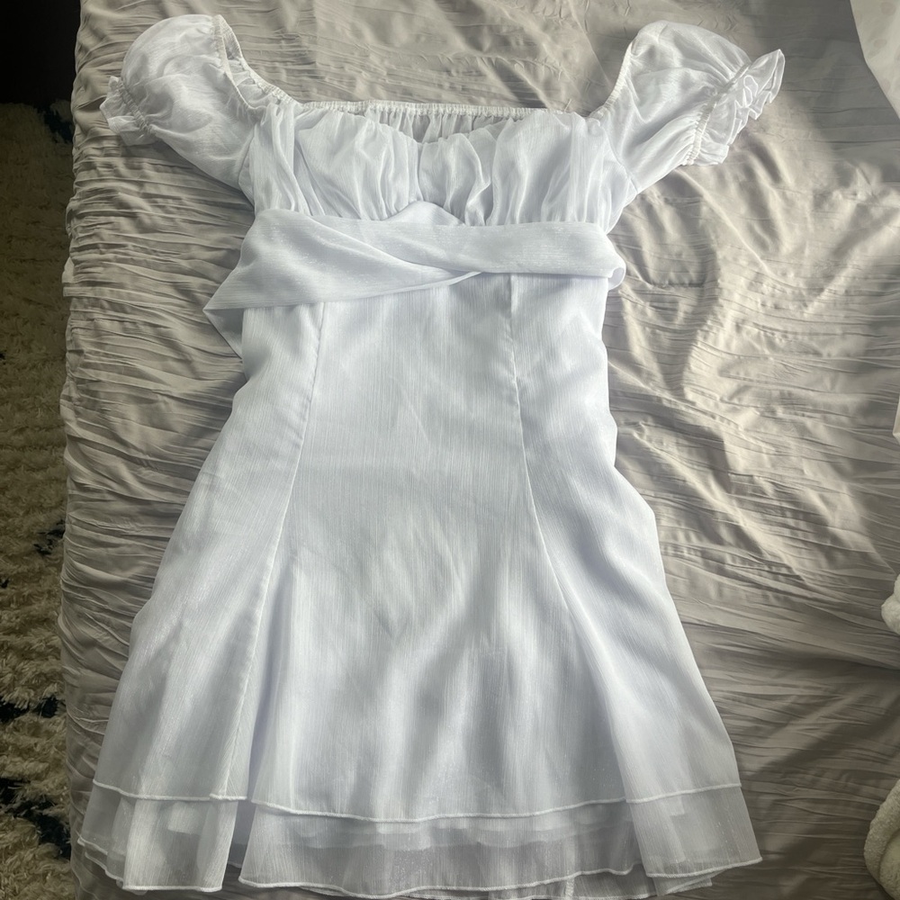 Lucy in the Sky White Asymmetrical Ruffled Mini Dress